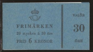 SWEDEN SC# 517a(FACIT H117 A2a FONT) COMP BKLT/20 HINGE ON BACK COVER  FVF/MOG