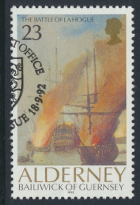 Alderney  SG A52  SC# 65  Ships Battle La Hogue Used First Day Cancel - as pe...