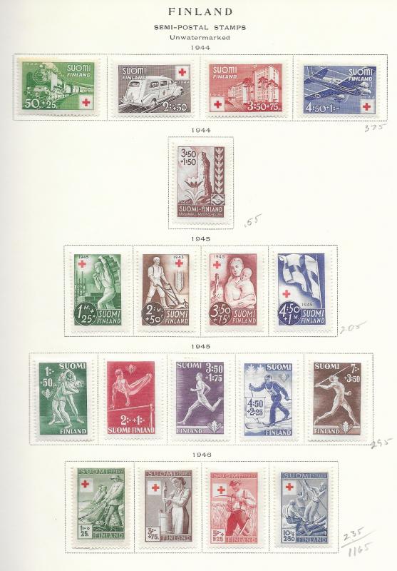 Finland 1930-54 semi postal issued on pages used & MH, see desc. 2018 CV $195.75