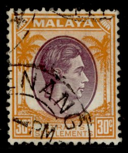 MALAYSIA - Straits Settlements GVI SG287, 30c dull purple & orange, FINE USED. 