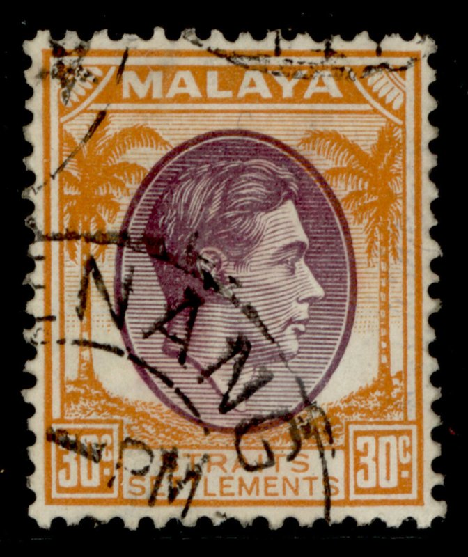 MALAYSIA - Straits Settlements GVI SG287, 30c dull purple & orange, FINE USED.