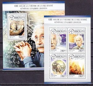 Djibouti, 2016 issue. Albert Einstein sheet & s/sheet. ^