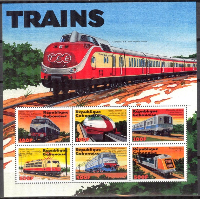 Gabon 2000 Trains of the World Mi. 1529/40 2 Sheets MNH 2 scans