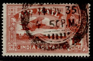 INDIA GV SG225, 12a rose-red, FINE USED.