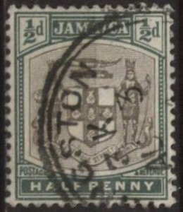 Jamaica 33 (used) ½p arms, grn & black (1903)