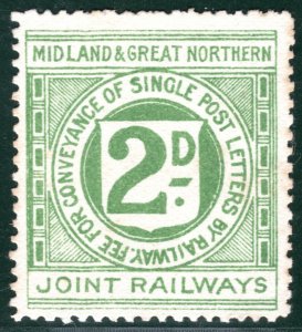 GB M&GNRJC RAILWAY Letter Stamp 2d MIDLAND & GT NORTHERN JOINT Mint MNG BLACK341