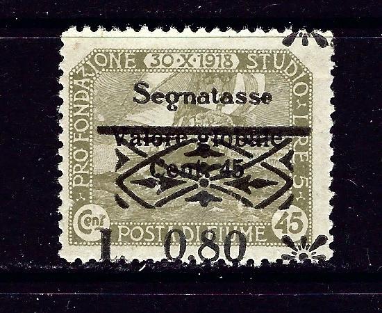 Fiume J25 Partial Gum 1921 overprint