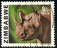 Rhino, Zimbabwe stamp SC#419 used