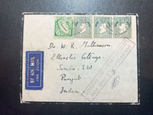 1930 Ireland Airmail Mourning Cover to Punjab India Insufficiently Paid