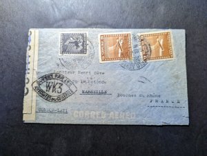 1941 Censored Chile Airmail WWII Cover Santiago to Marseille France