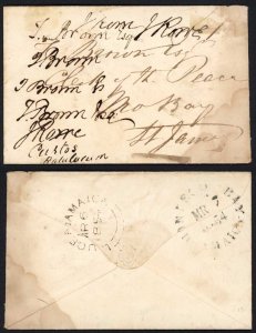 Jamaica 1854 to Mo Bay signed J Rowe Custos Rotulorum Granting Free Postage