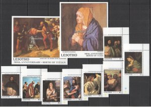 B1405 1988 Lesotho Art Birth Of Titian #742-49 Michel 26 Euro Set+2Bl Mnh