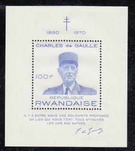 Rwanda De Gaulle S/Sheet (Scott # 406) No Gum