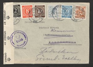 GERMANY BRITISH ZONE, NORTH-RHINE-WESTPHALIA TO SWEDEN-CENSORSHIP COVER-1947.