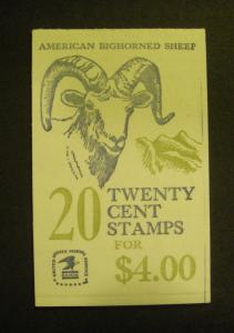 BK142a, Scott 1949d, 20c Bighorn Sheep, Complete booklet #34, CV $30