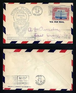 # C11 CAM # 30 First Flight cover, Chicago, IL to Evansville, IN - 11-19-1928 #1