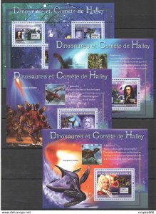 2007 Guinea Dinosaurs & Halley'S Comet Space & Fauna !!! 1Kb+3Bl ** Bc1390