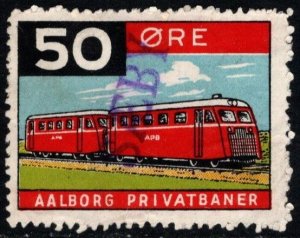 Vintage Denmark Private Railway Local Stamp 50 Ore Aalborg Railways Used