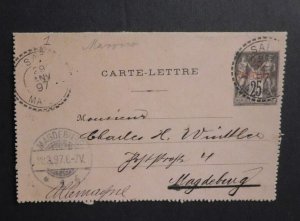 1897 French Morocco Postcard Cover Tangier to Magdeburg Germany