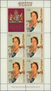 Niue #291, Complete Set, Sheet of 5 + Label, 1980, Royalty, Never Hinged