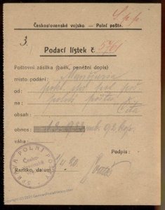 Czech Legion 1920 Siberia Russia Feldpost Mailing Reciet 99402