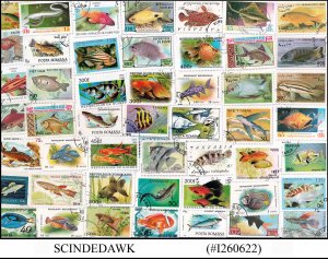 COLLECTION OF FISH / MARINE LIFE FROM DIFFERENT COUNTRIES - 50V - USED