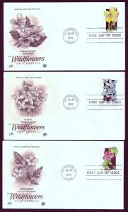 UNITED STATES FDCs (50) 29¢ Wildflowers 1992 Postal Commem