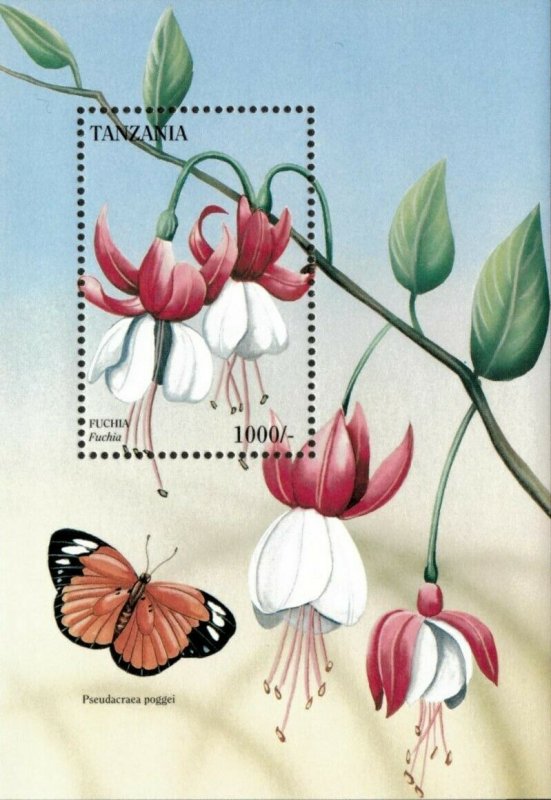 Tanzania 1996 - Fuchsia, Flowers - Souvenir Stamp Sheet - Scott #1516 - MNH