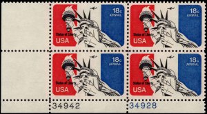 US #C87 18¢ STATUE OF LIBERTY MNH LL PLATE BLOCK #34942-34928 DURLAND $1.50