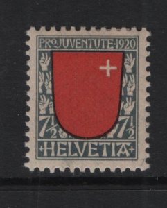 Switzerland   #B15  MH  1920   Pro Juventute  7 1/2c  Schwyz