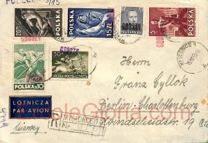 ad5968 - POLAND - Postal History - GROSZY Overprint stamps on Registered Cover