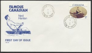 1980 #862 Ned Hanlan FDC SCS Cachet Calgary ALTA Postal Stn D CDS