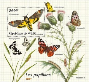 Niger - 2022 African Hawkmoth Butterfly - Stamp Souvenir Sheet - NIG220217b