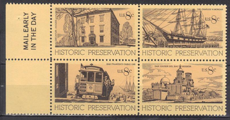 #1440-43  M.E. BLK-4,  Historic Sites  MNH,  .8 Cent