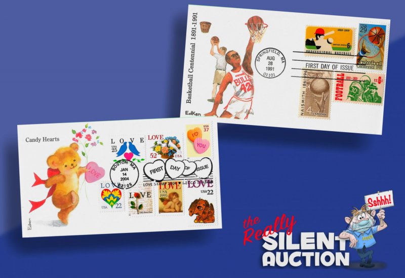 SC 2560, 3833 • Love & Basketball FDCs • Two Edken covers with combos