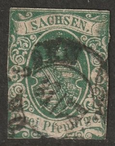 Saxony 1851 Sc 2 used multiple thins