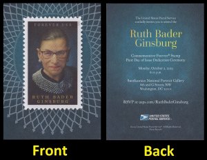 US 5821 Ruth Bader Ginsburg First Day of Issue Ceremony Invitation 2023