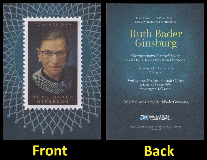 US 5821 Ruth Bader Ginsburg First Day of Issue Ceremony Invitation 2023