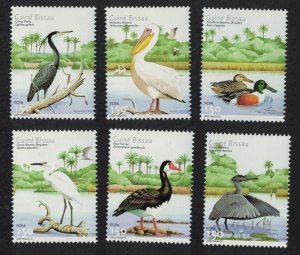 Guinea-Bissau Heron Egret Pelican Goose Mallard Water birds 6v 2001 MNH