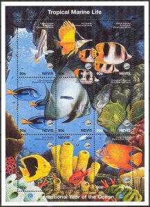 Nevis 1998 Marine Life International Year of Ocean Fishes Sheet MNH