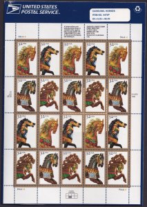 Scott #2979a (2976-79) Carousel Horses Full Sheet of 20 Stamps - Sealed