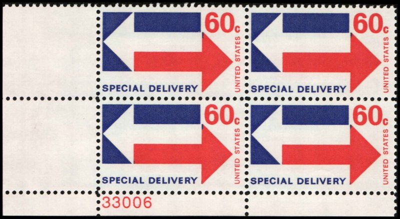 US #E23 ARROWS MNH LL PLATE BLOCK #33006