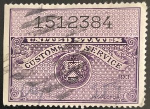 US Customs Service Used SE Single Revenue L44