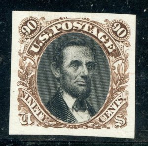 US SCOTT #122-E4a, UNUSED-XF GEM 1869 ESSAY 90¢ RARE