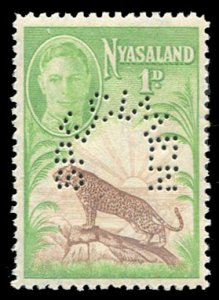 Nyasaland Protectorate #84S (SG 160s) Cat£90, 1947 1p emerald and orange bro...