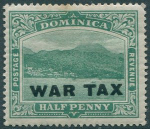 Dominica 1918 SG57 ½d deep green KGV Roseau WAR TAX few toned perfs MH (amd)