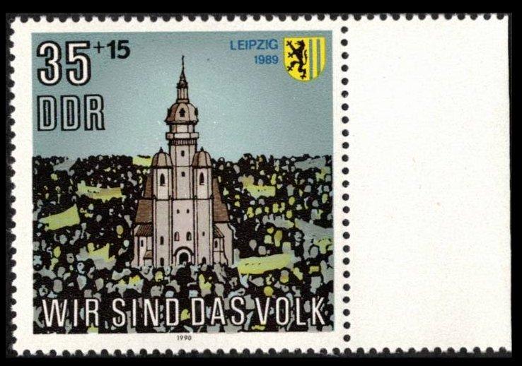 GERMANY / DDR EAST GERMANY 1990 35pf+15pf # B203 SET OF 1 MNH, LEIPZIG CHURCH