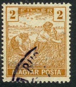 HUNGARY 1919-20 2f MAGYAR POSTA Inscribed Harvester Issue Sc 174 VFU