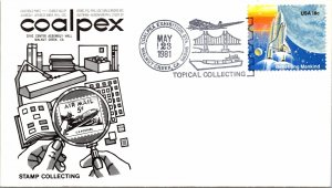 TOPICAL STAMP COLLECTING SPECIAL PICTORIAL POSTMARK COALPEX CACHET 1981 - TYPE 1