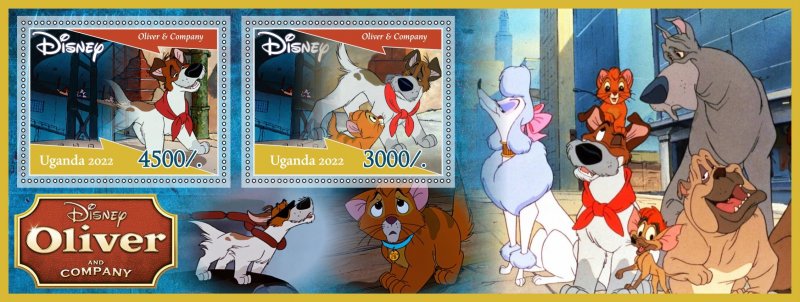 Stamps. Cartoons. Disney. Oliver  2022 year 1+1 sheets perf Uganda